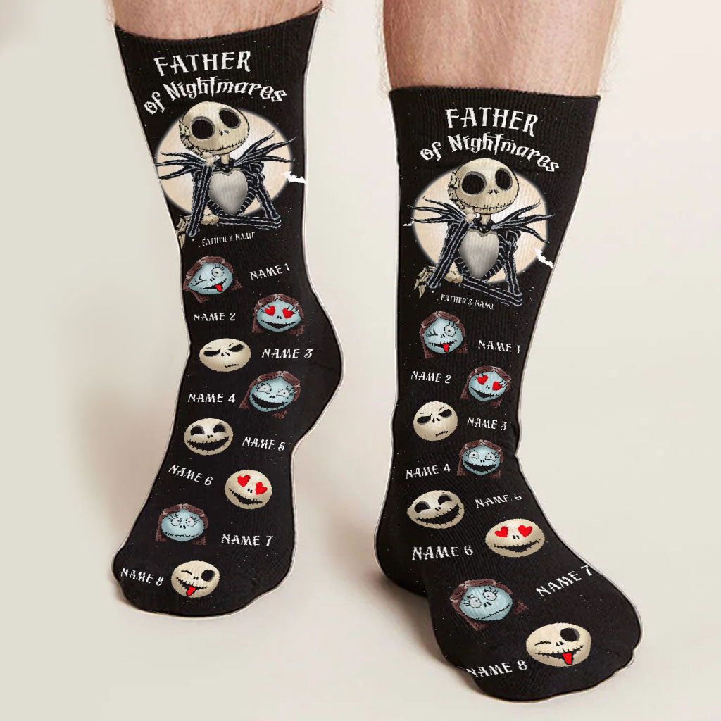 Personalized Nightmare Socks for Dad Custom Names Father's Day Gift