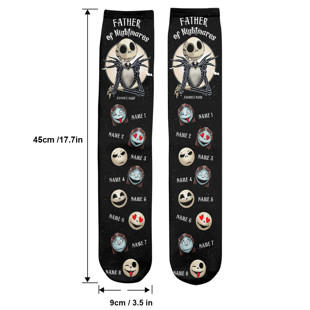 Personalized Nightmare Socks for Dad Custom Names Father's Day Gift