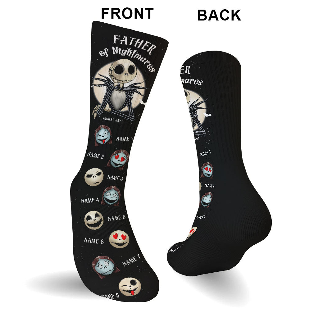 Personalized Nightmare Socks for Dad Custom Names Father's Day Gift