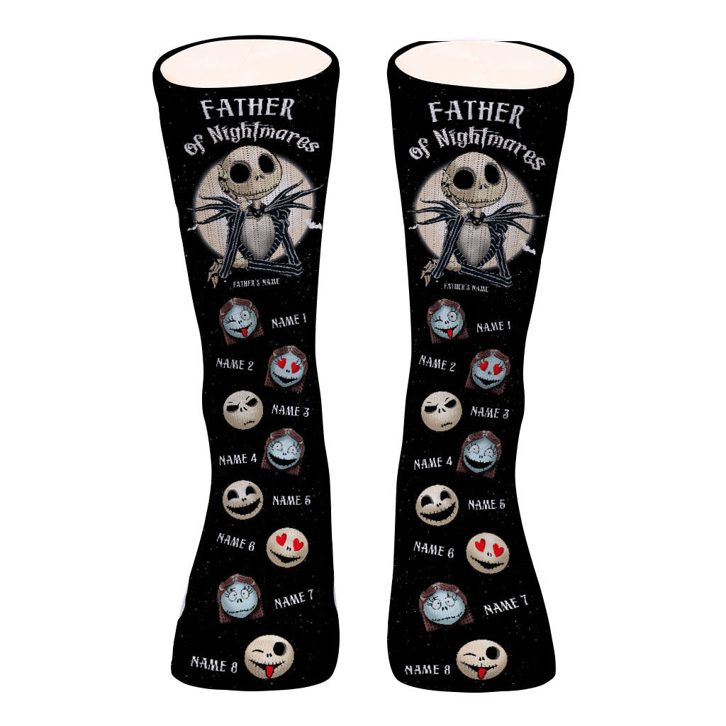 Personalized Nightmare Socks for Dad Custom Names Father's Day Gift