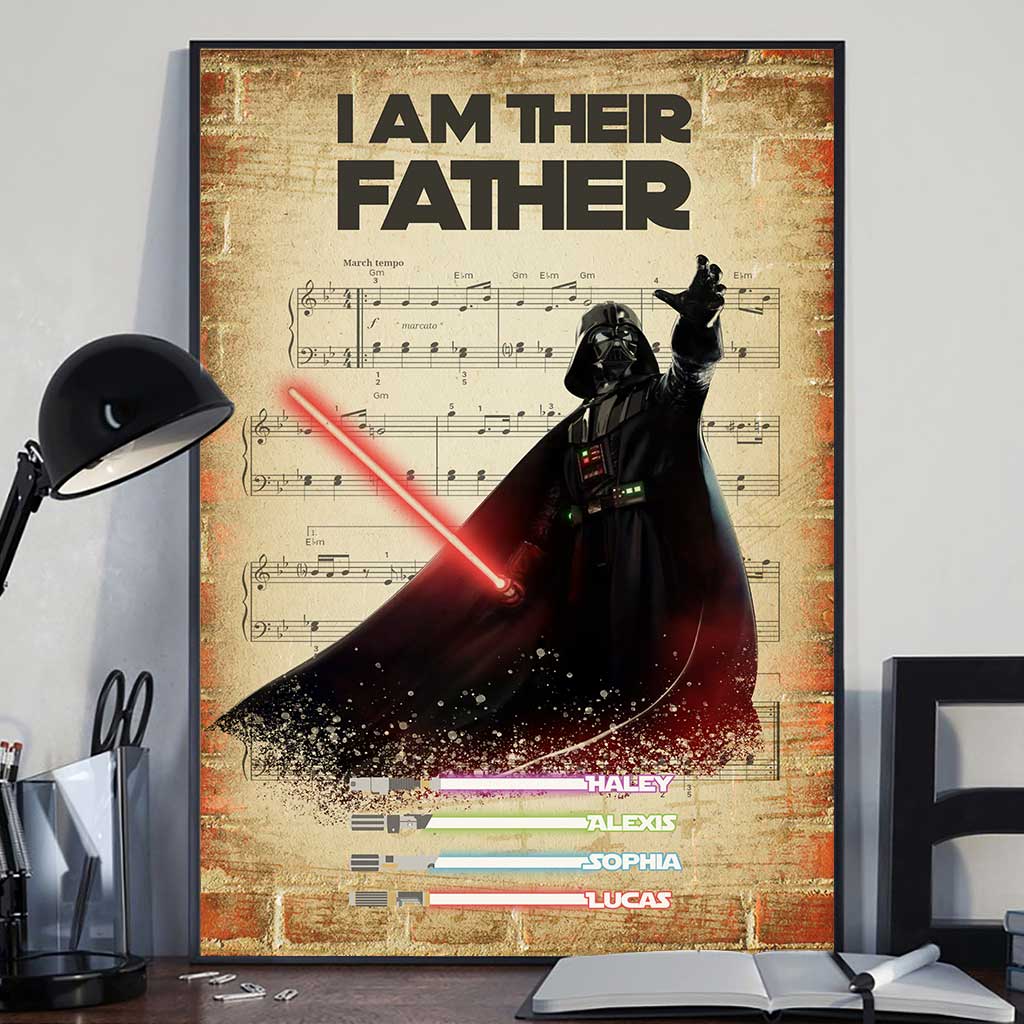 Personalized Darth Vader Father's Day Poster Custom Name Gift