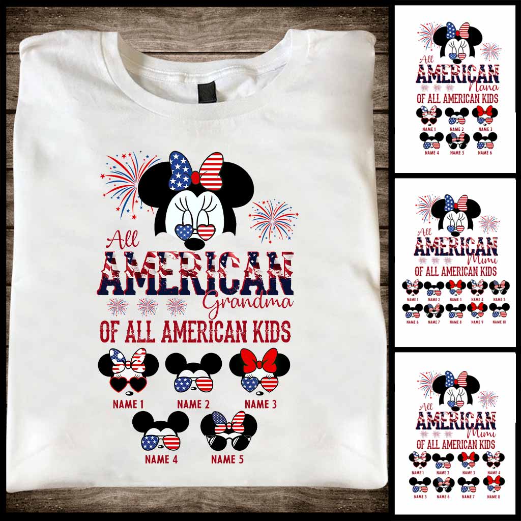 Personalized All American Grandma T-Shirt Hoodie Custom Names Gift