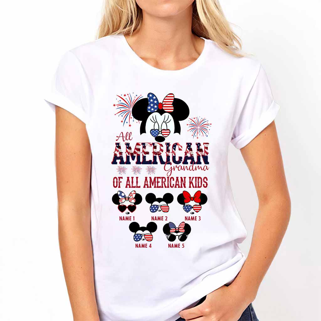 Personalized All American Grandma T-Shirt Hoodie Custom Names Gift