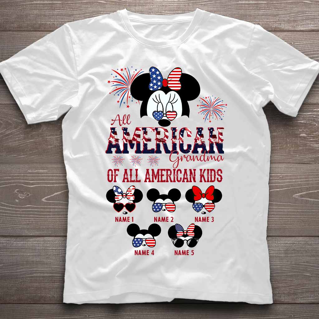 Personalized All American Grandma T-Shirt Hoodie Custom Names Gift