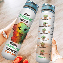 Load image into Gallery viewer, Personalized Water Tracker Bottle with Infuser Custom Name Gift for Kids
