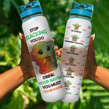Load image into Gallery viewer, Personalized Water Tracker Bottle with Infuser Custom Name Gift for Kids

