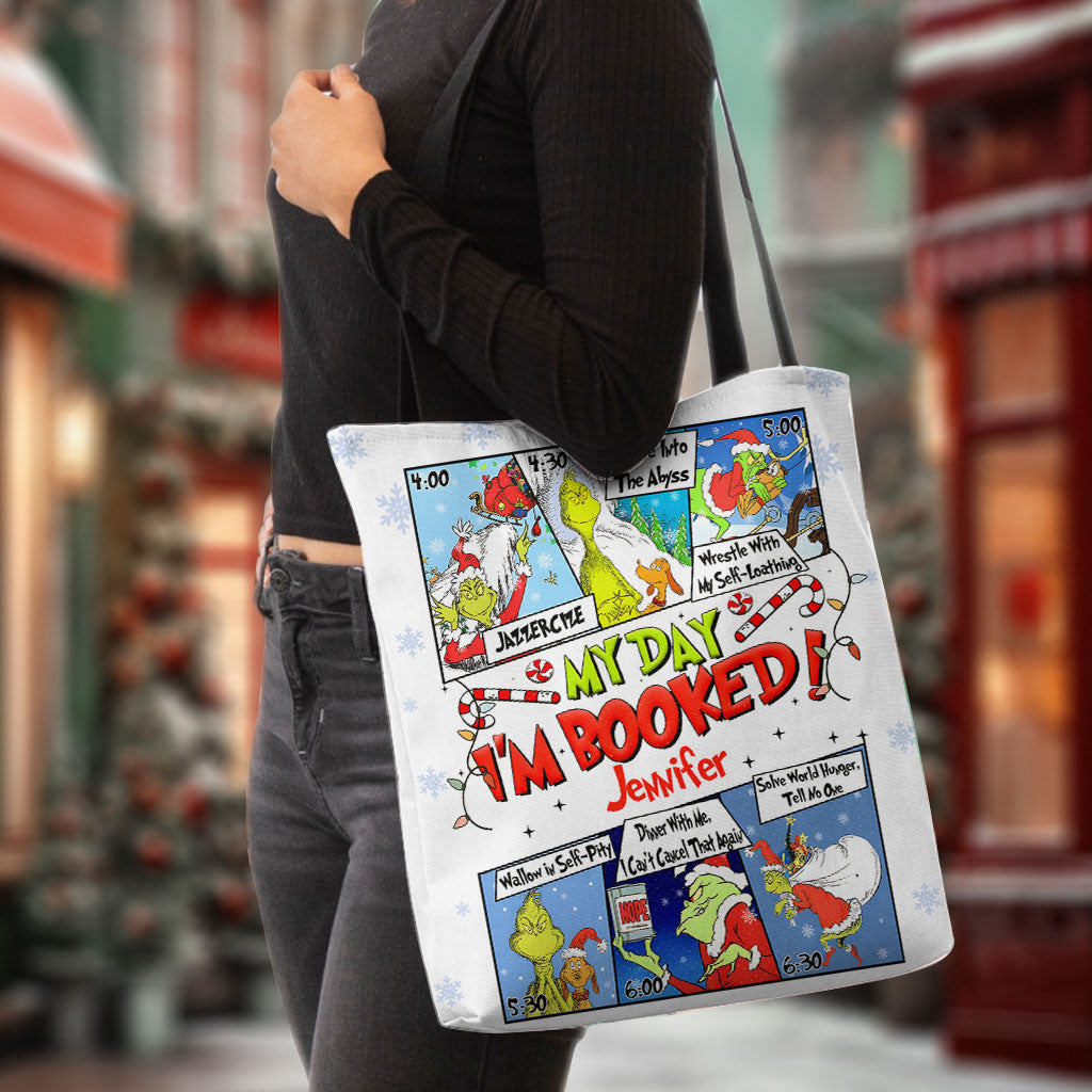 Personalized Grinch Tote Bag Custom Name Christmas Gift