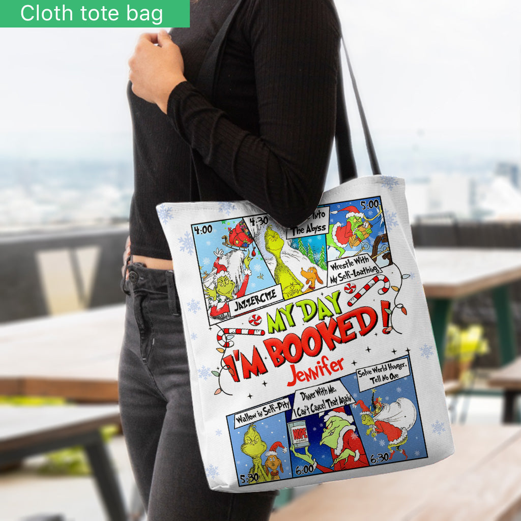 Personalized Grinch Tote Bag Custom Name Christmas Gift