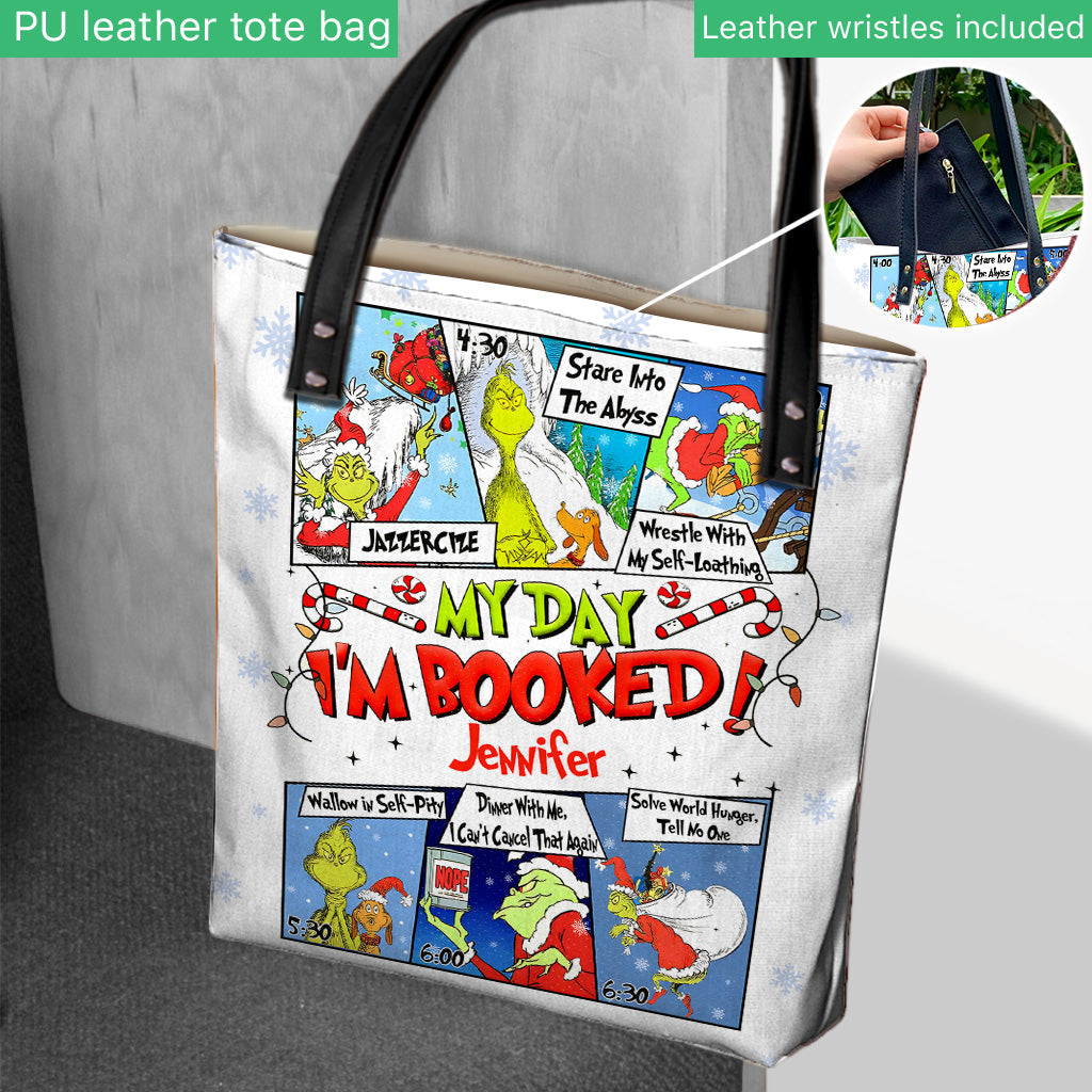 Personalized Grinch Tote Bag Custom Name Christmas Gift