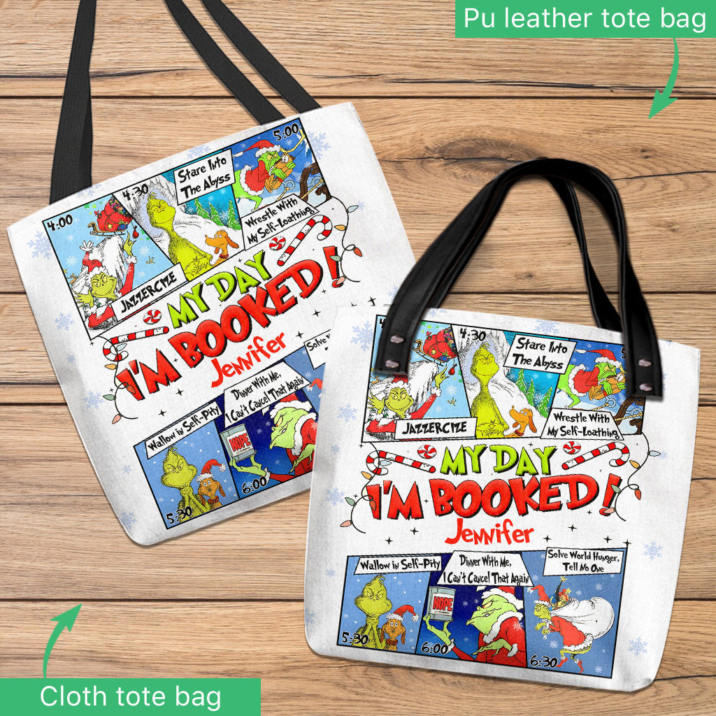 Personalized Grinch Tote Bag Custom Name Christmas Gift