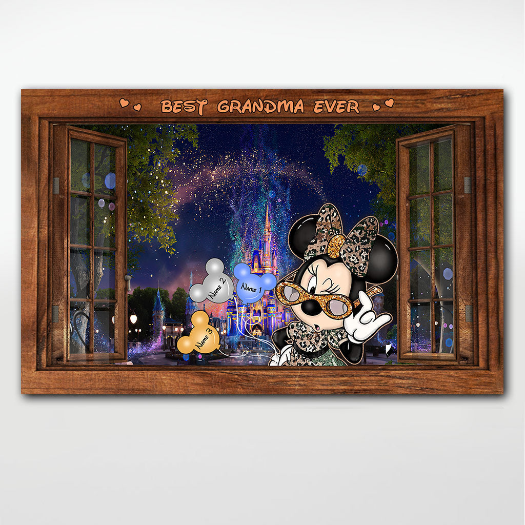 Personalized Best Grandma Ever Mouse Canvas Poster Gift