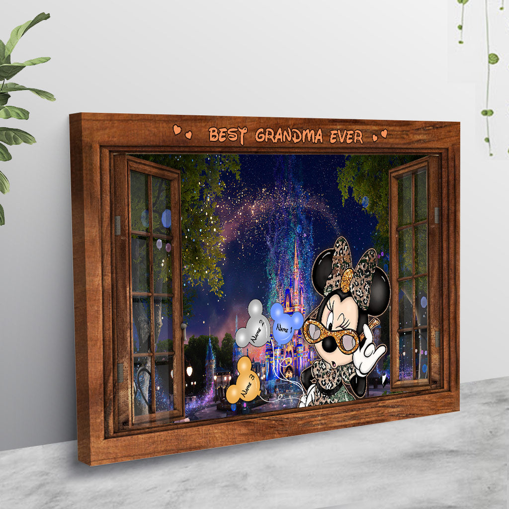 Personalized Best Grandma Ever Mouse Canvas Poster Gift