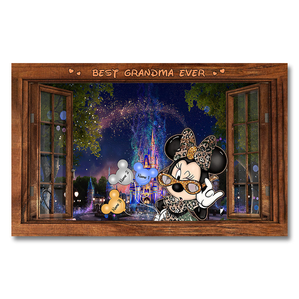 Personalized Best Grandma Ever Mouse Canvas Poster Gift