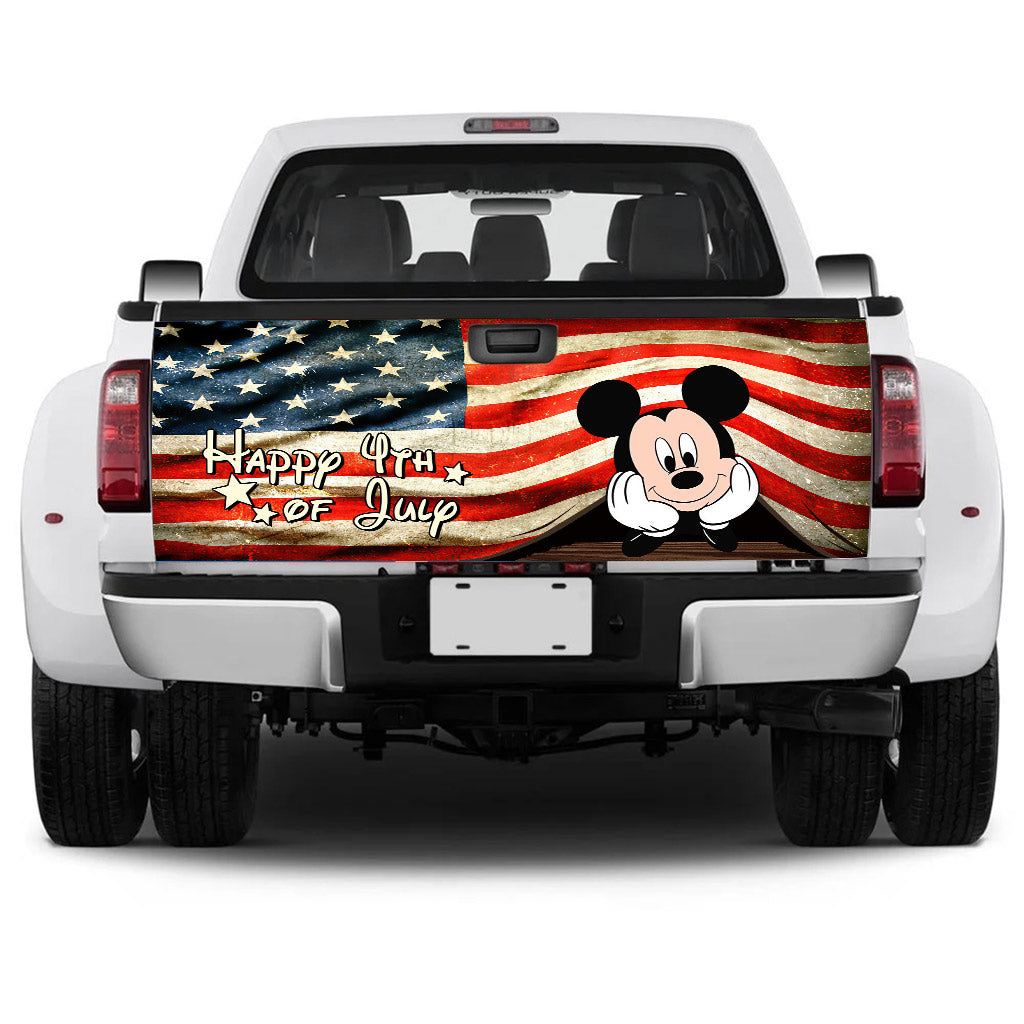 Happy 4th of July Truck Tailgate Decal USA Flag Design