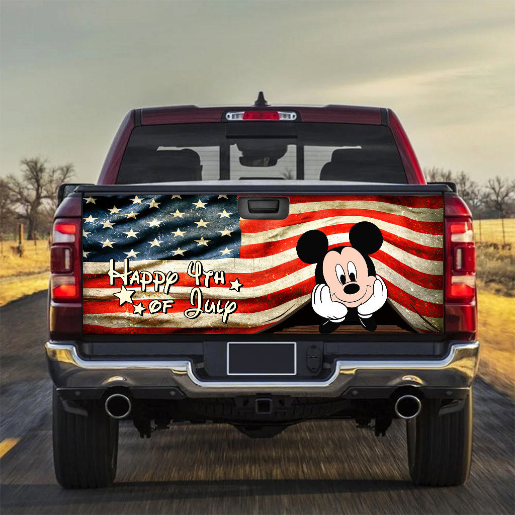 Happy 4th of July Truck Tailgate Decal USA Flag Design