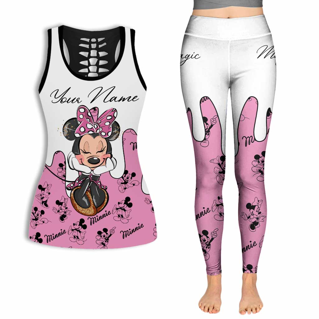 Personalized Minnie Mouse Hollow Tank Top & Leggings Gift for Kids