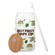Load image into Gallery viewer, Personalized Can Glass with Straw Funny But First Sippy Sip Gift for Baby Shower
