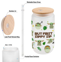 Load image into Gallery viewer, Personalized Can Glass with Straw Funny But First Sippy Sip Gift for Baby Shower
