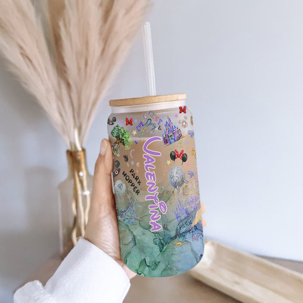 Personalized 16oz Glass Can with Straw Unique Gift for Kids