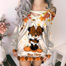Load image into Gallery viewer, Personalized Off Shoulder Dress with Pumpkin Design | Custom Name Gift
