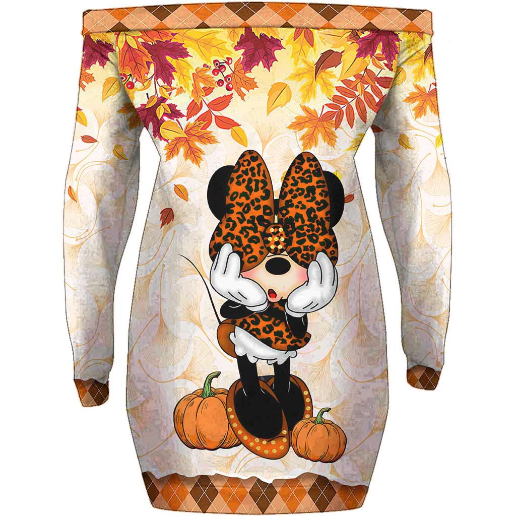 Personalized Off Shoulder Dress with Pumpkin Design | Custom Name Gift