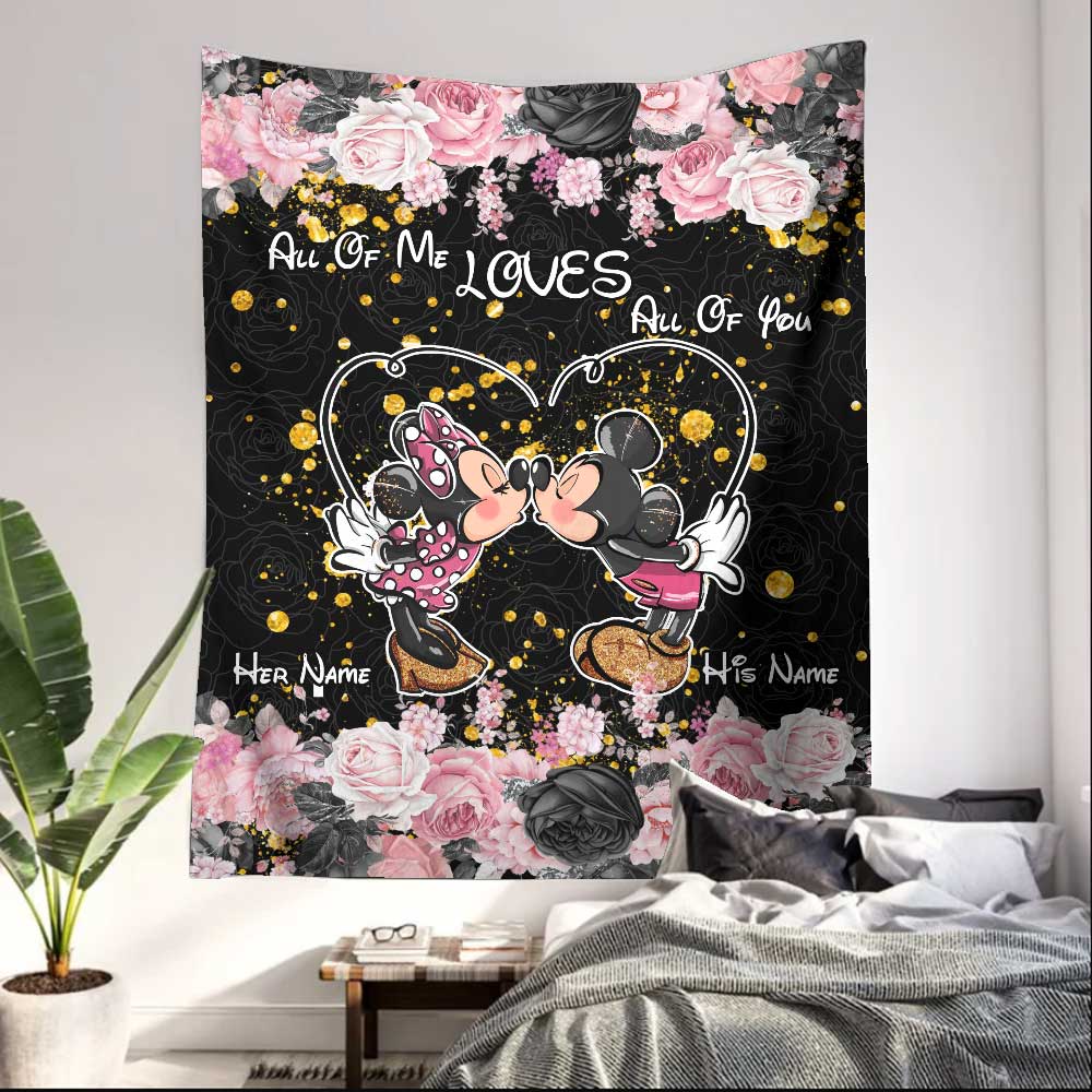 Personalized All Of Me Loves All Of You Mouse Wall Tapestry Gift for Couples