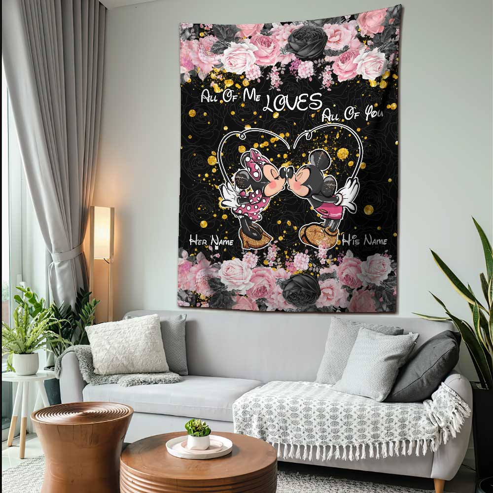 Personalized All Of Me Loves All Of You Mouse Wall Tapestry Gift for Couples