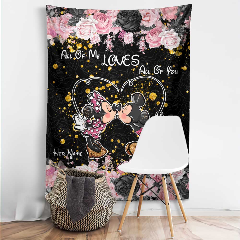 Personalized All Of Me Loves All Of You Mouse Wall Tapestry Gift for Couples