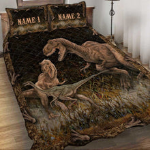 Load image into Gallery viewer, Personalized Dinosaur Quilt Set Custom Names Kids Room Decor
