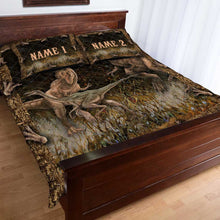 Load image into Gallery viewer, Personalized Dinosaur Quilt Set Custom Names Kids Room Decor
