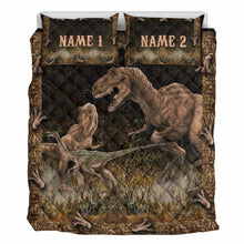 Load image into Gallery viewer, Personalized Dinosaur Quilt Set Custom Names Kids Room Decor
