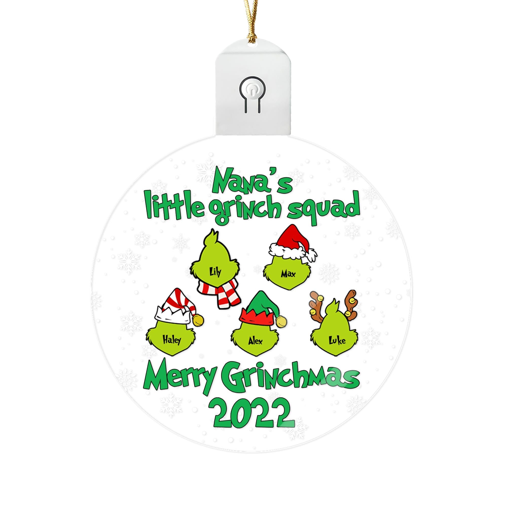 Personalized Round LED Acrylic Ornament for Grandma | Christmas Gift