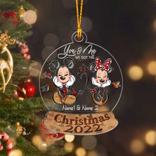 Load image into Gallery viewer, Personalized Christmas Mouse Ears Ornament with Names for Couples
