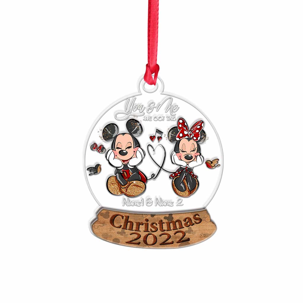 Personalized Christmas Mouse Ears Ornament with Names for Couples