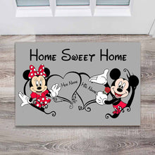Load image into Gallery viewer, Personalized Mickey and Minnie Mouse Doormat Custom Names Home Sweet Home Gift for Couples
