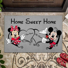 Load image into Gallery viewer, Personalized Mickey and Minnie Mouse Doormat Custom Names Home Sweet Home Gift for Couples
