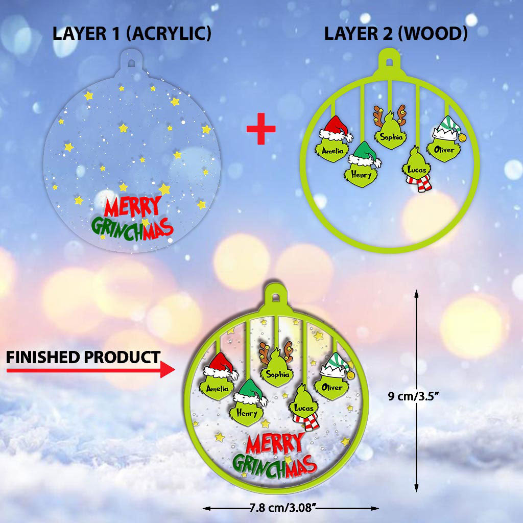 Personalized Merry Grinchmas Christmas Ornament Custom Names Gift
