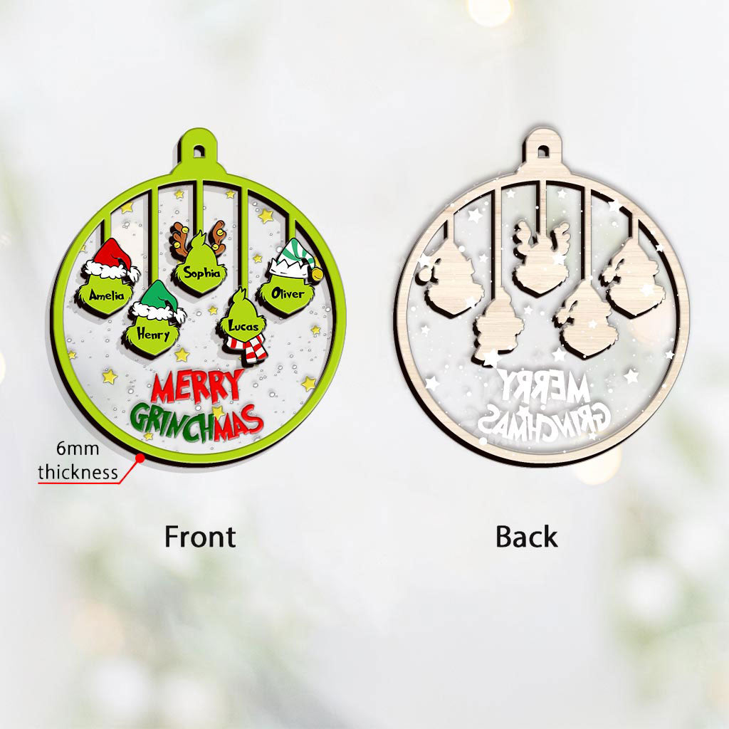 Personalized Merry Grinchmas Christmas Ornament Custom Names Gift