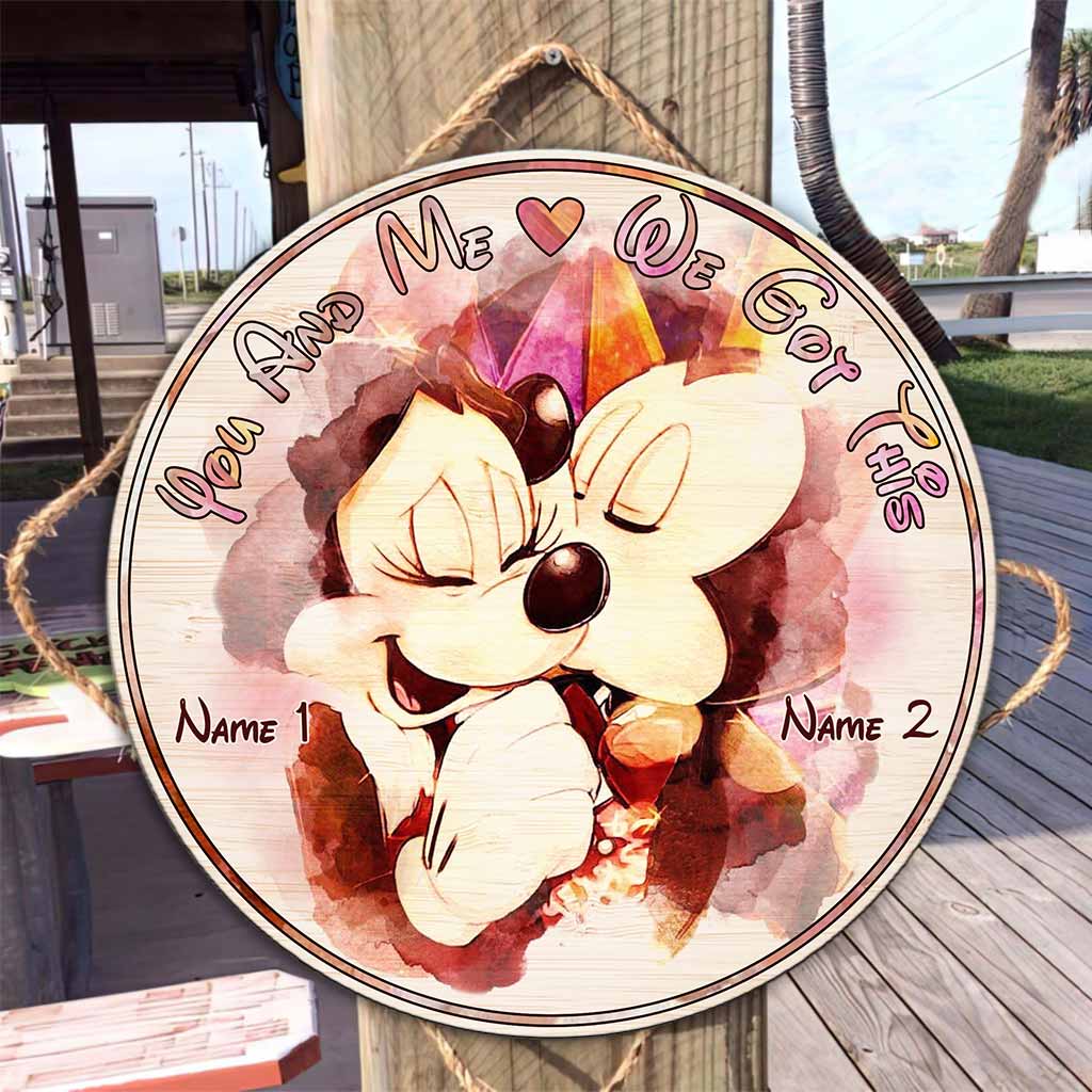 Personalized Round Wood Sign You and Me Custom Name Gift