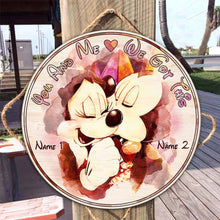 Load image into Gallery viewer, Personalized Round Wood Sign You and Me Custom Name Gift
