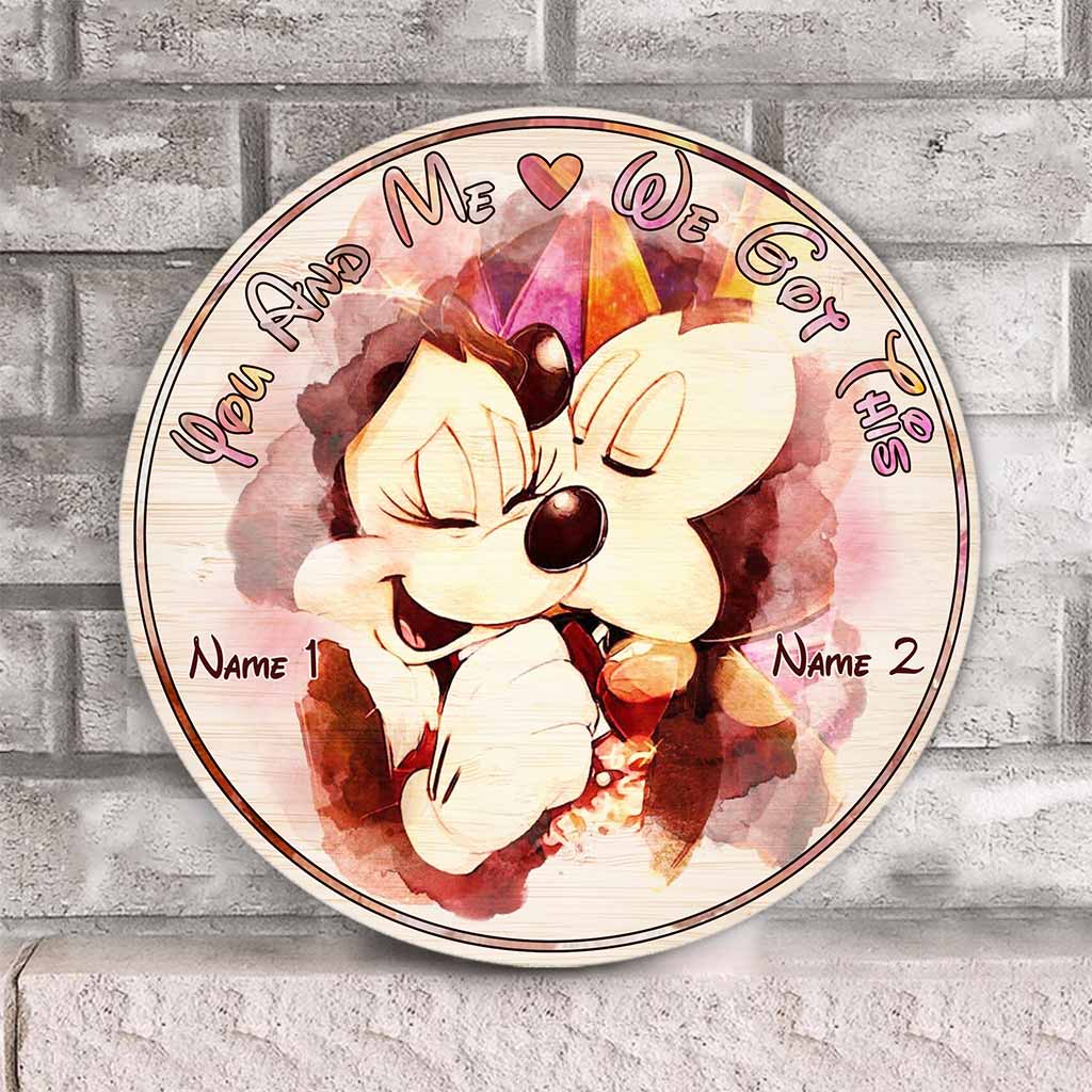 Personalized Round Wood Sign You and Me Custom Name Gift