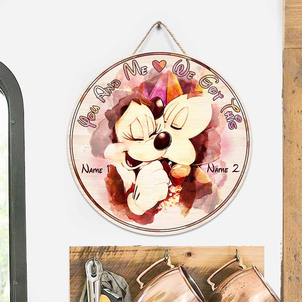 Personalized Round Wood Sign You and Me Custom Name Gift