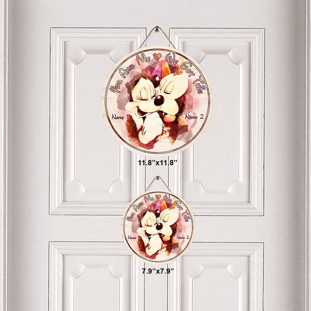 Personalized Round Wood Sign You and Me Custom Name Gift