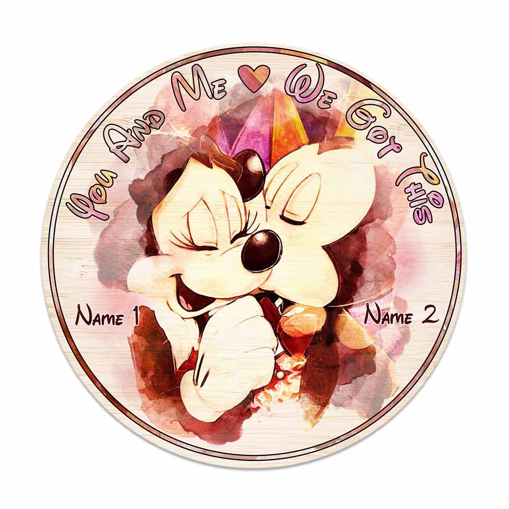 Personalized Round Wood Sign You and Me Custom Name Gift