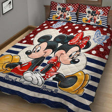 Load image into Gallery viewer, Personalized Couple Quilt Set with Mickey &amp; Minnie Cartoon Design
