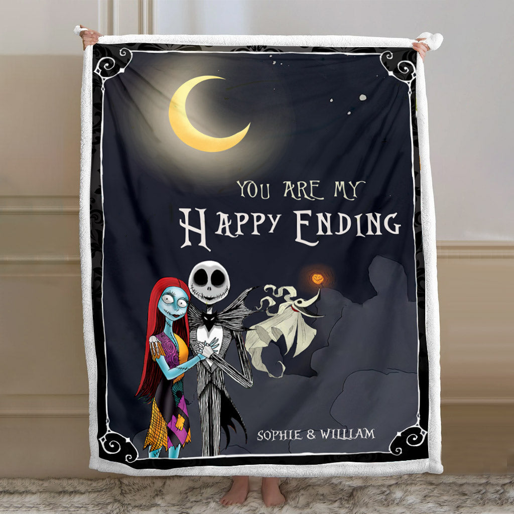 Personalized Nightmare Before Christmas Blanket Custom Name Gift for Couple