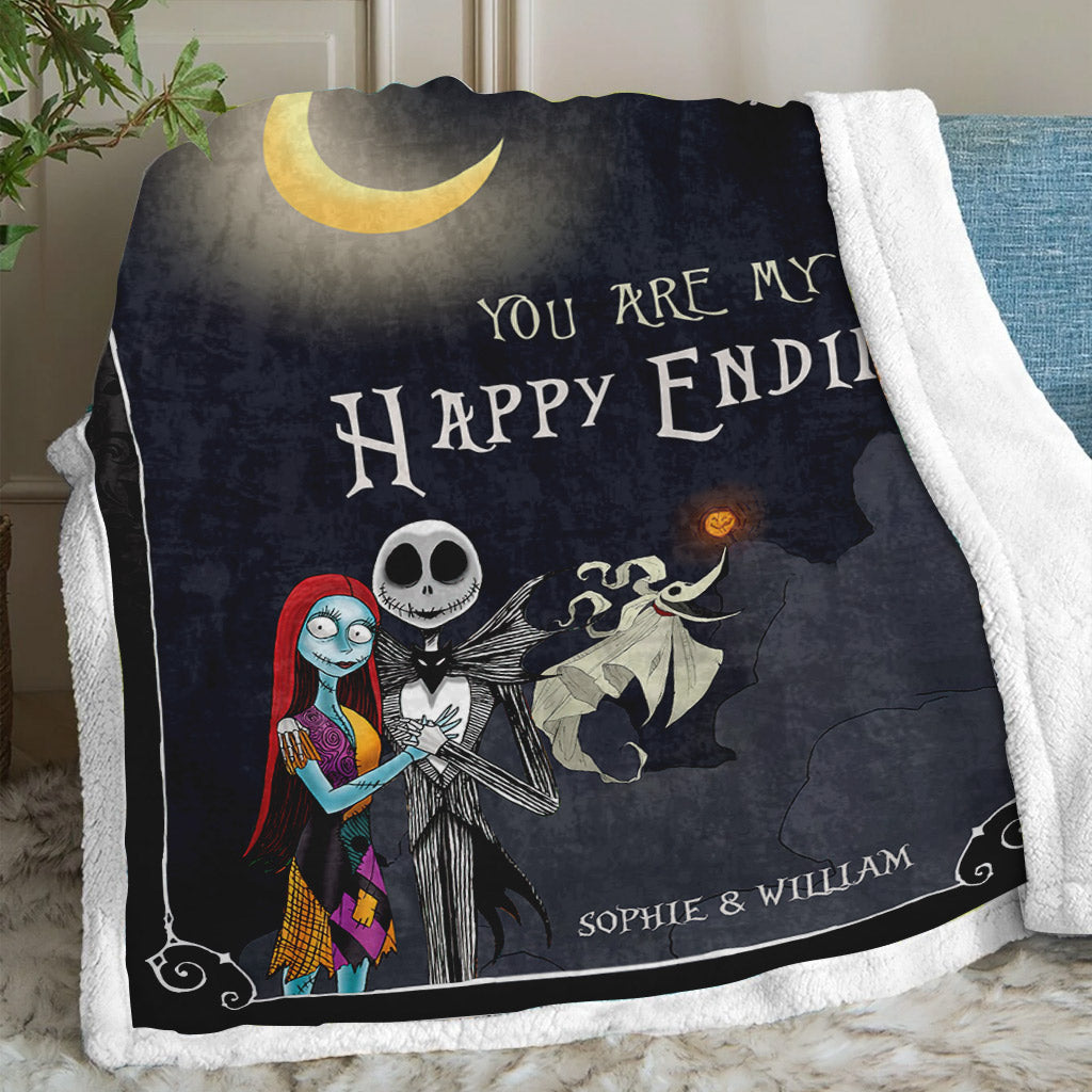 Personalized Nightmare Before Christmas Blanket Custom Name Gift for Couple