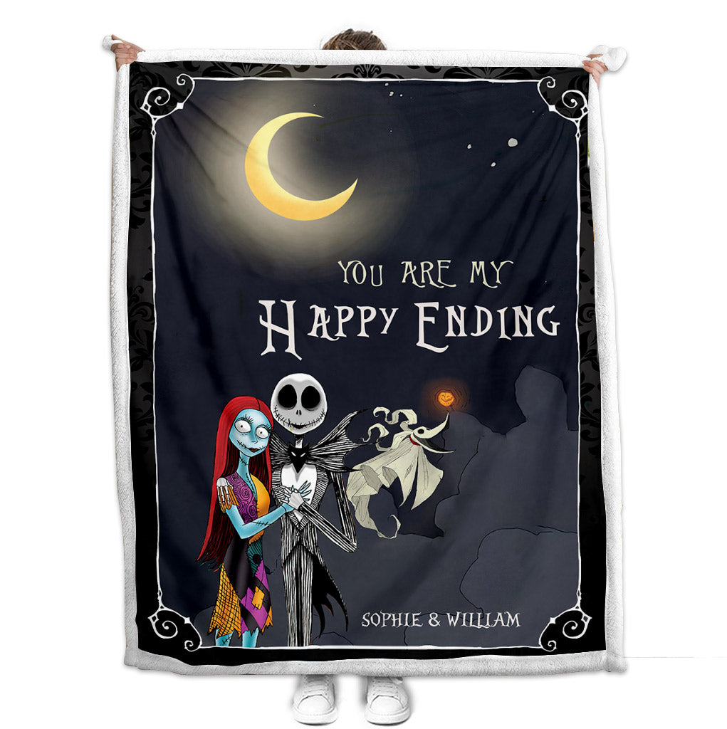 Personalized Nightmare Before Christmas Blanket Custom Name Gift for Couple