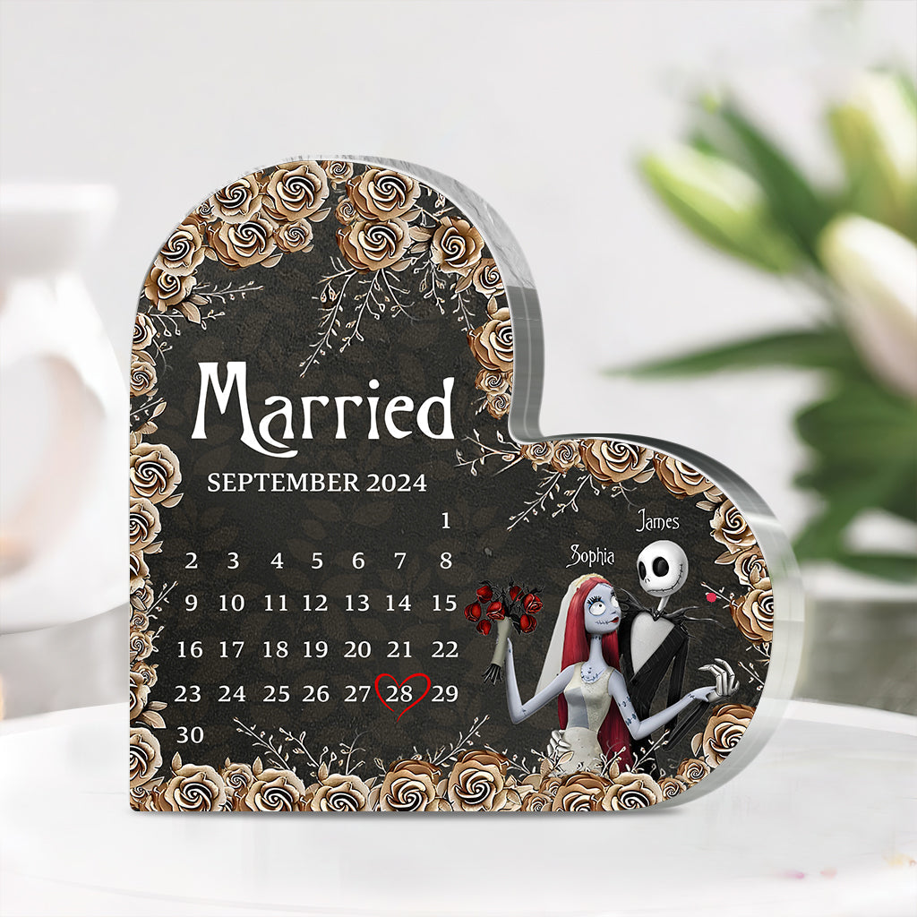 Personalized Acrylic Heart Plaque Custom Name Gift for Married Couples