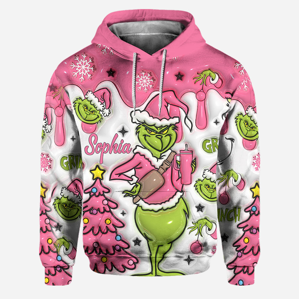 Personalized Pink Snowflakes Hoodie & Leggings Custom Name Gift for Her